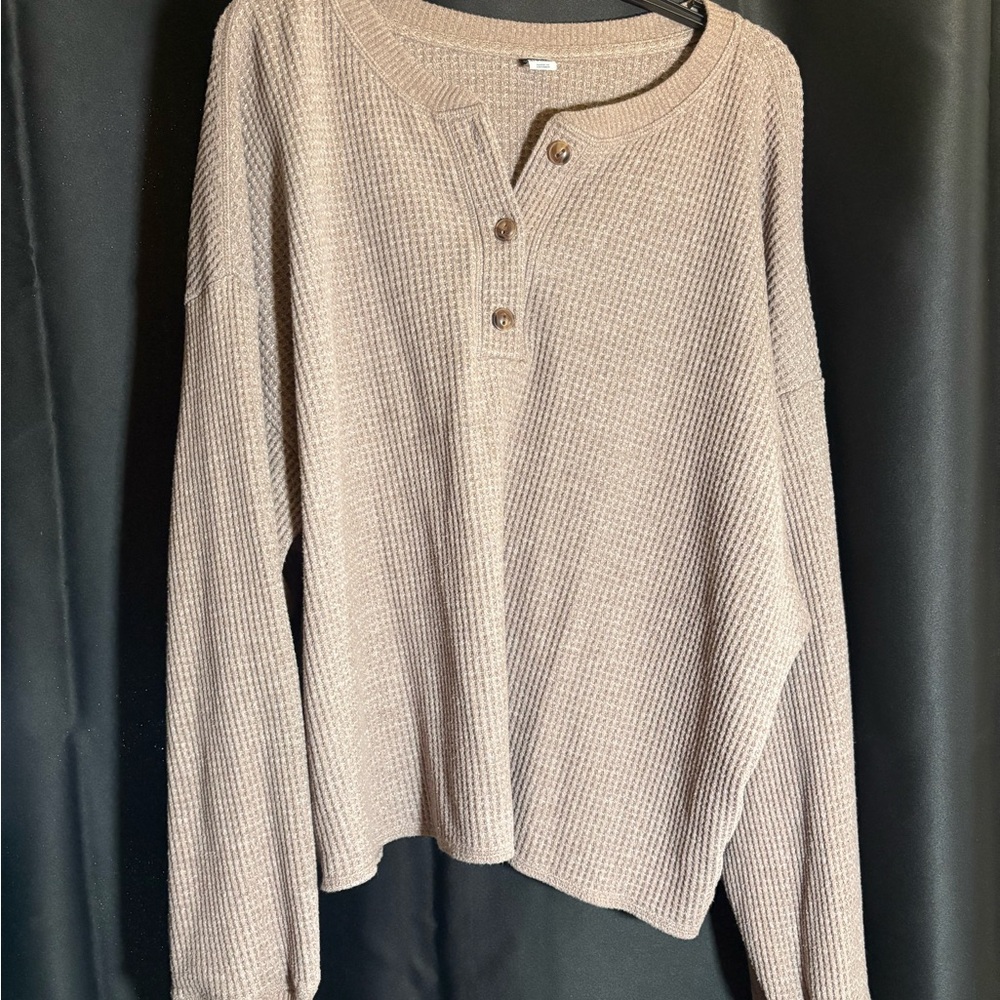 Old Navy Taupe Waffle Knit Sweater